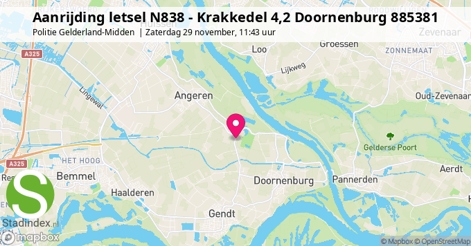 Aanrijding letsel N838 - Krakkedel 4,2 Doornenburg 885381