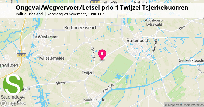 Ongeval/Wegvervoer/Letsel prio 1 Twijzel Tsjerkebuorren
