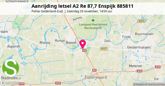 Aanrijding letsel A2 Re 87,7 Enspijk 885811