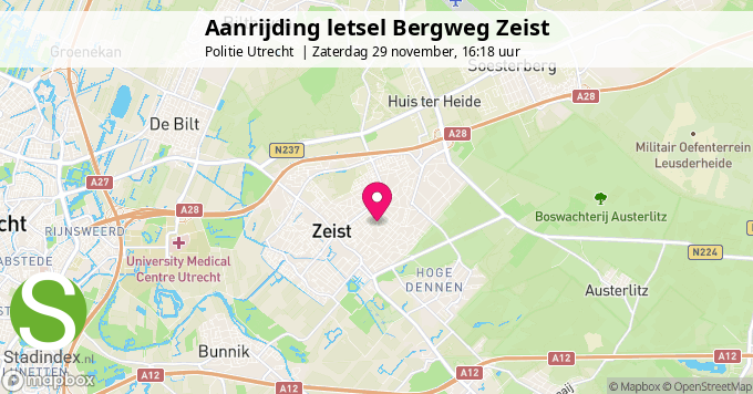Aanrijding letsel Bergweg Zeist