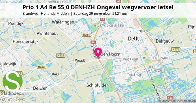 Prio 1 A4 Re 55,0 DENHZH Ongeval wegvervoer letsel