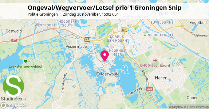 Ongeval/Wegvervoer/Letsel prio 1 Groningen Snip