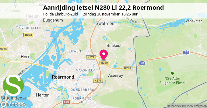 Aanrijding letsel N280 Li 22,2 Roermond
