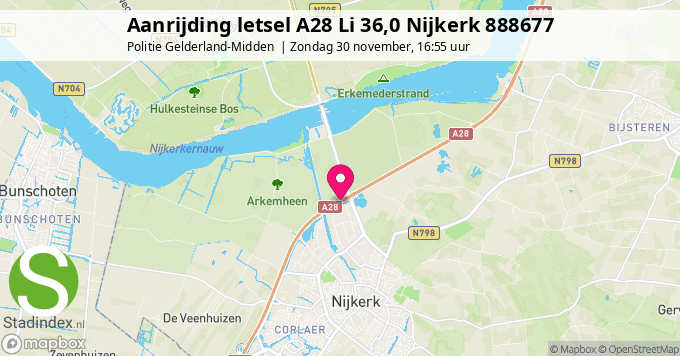 Aanrijding letsel A28 Li 36,0 Nijkerk 888677