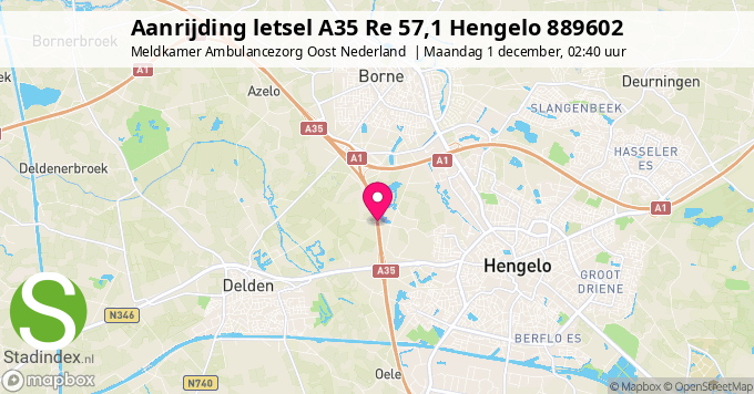 Aanrijding letsel A35 Re 57,1 Hengelo 889602