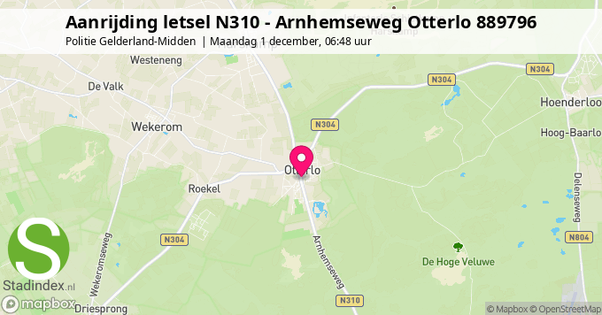 Aanrijding letsel N310 - Arnhemseweg Otterlo 889796
