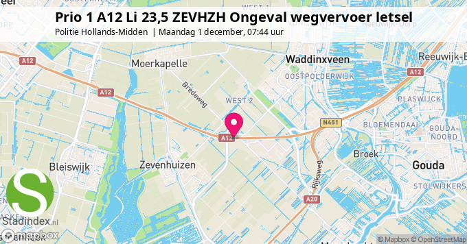 Prio 1 A12 Li 23,5 ZEVHZH Ongeval wegvervoer letsel