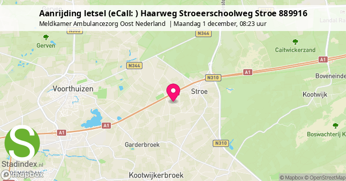 Aanrijding letsel (eCall: ) Haarweg Stroeerschoolweg Stroe 889916