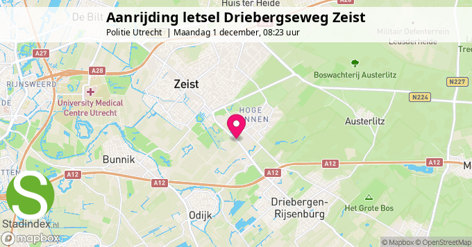 Aanrijding letsel Driebergseweg Zeist