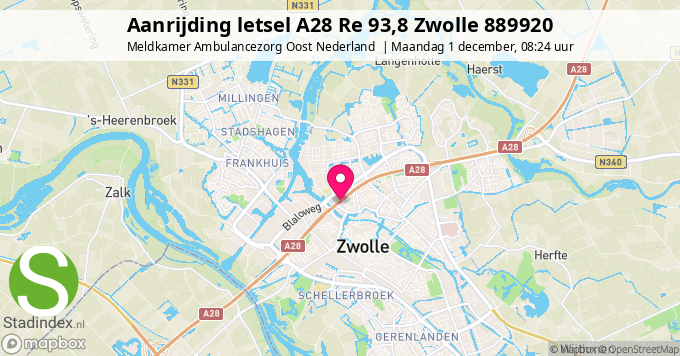 Aanrijding letsel A28 Re 93,8 Zwolle 889920