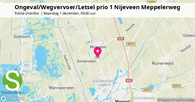 Ongeval/Wegvervoer/Letsel prio 1 Nijeveen Meppelerweg