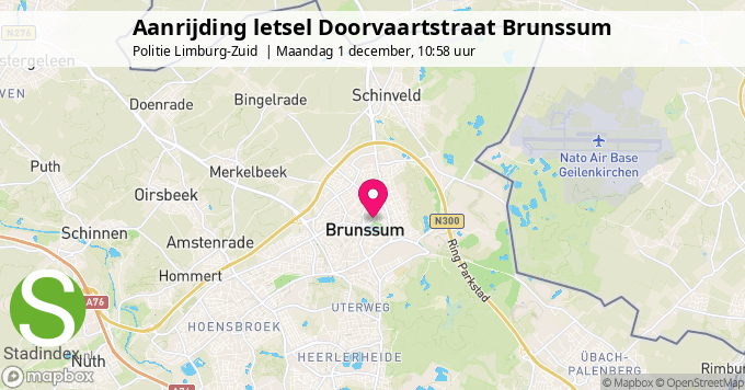 Aanrijding letsel Doorvaartstraat Brunssum
