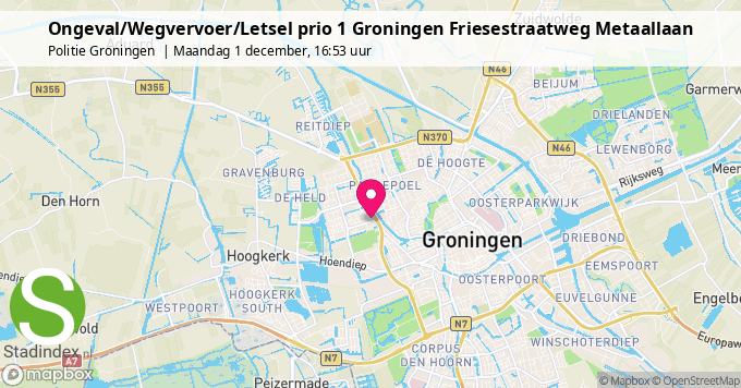 Ongeval/Wegvervoer/Letsel prio 1 Groningen Friesestraatweg Metaallaan