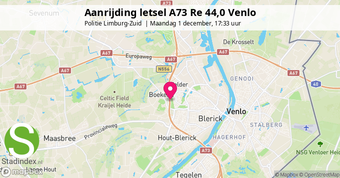Aanrijding letsel A73 Re 44,0 Venlo
