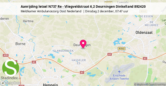 Aanrijding letsel N737 Re - Vliegveldstraat 6,2 Deurningen Dinkelland 892420