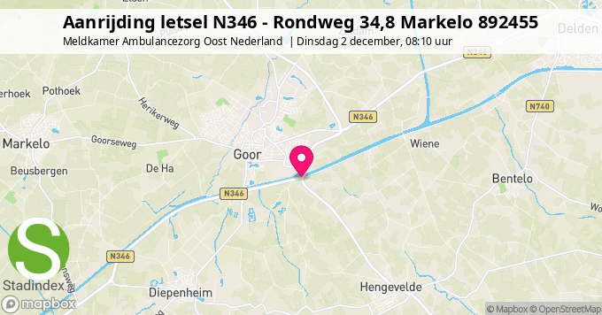 Aanrijding letsel N346 - Rondweg 34,8 Markelo 892455