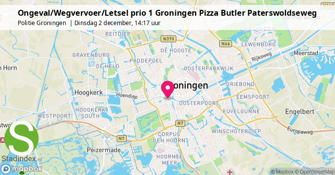 Ongeval/Wegvervoer/Letsel prio 1 Groningen Pizza Butler Paterswoldseweg