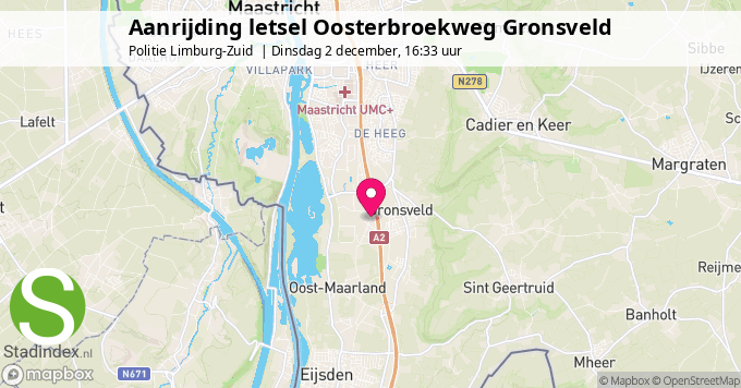 Aanrijding letsel Oosterbroekweg Gronsveld