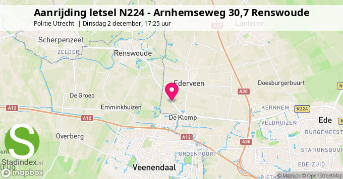 Aanrijding letsel N224 - Arnhemseweg 30,7 Renswoude