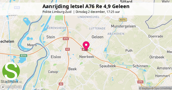 Aanrijding letsel A76 Re 4,9 Geleen