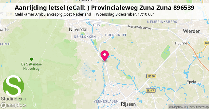Aanrijding letsel (eCall: ) Provincialeweg Zuna Zuna 896539