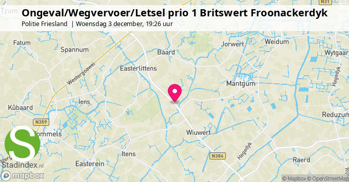 Ongeval/Wegvervoer/Letsel prio 1 Britswert Froonackerdyk