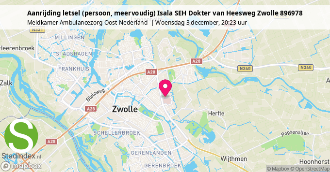 Aanrijding letsel (persoon, meervoudig) Isala SEH Dokter van Heesweg Zwolle 896978