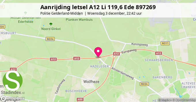 Aanrijding letsel A12 Li 119,6 Ede 897269