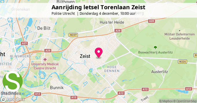 Aanrijding letsel Torenlaan Zeist