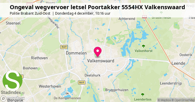 Ongeval wegvervoer letsel Poortakker 5554HX Valkenswaard