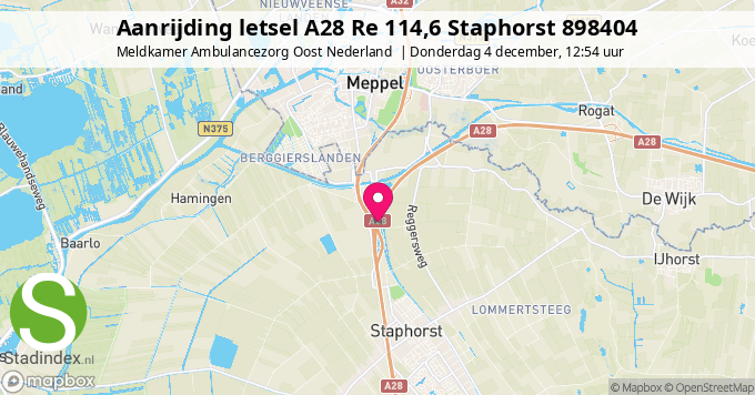 Aanrijding letsel A28 Re 114,6 Staphorst 898404