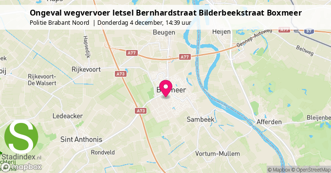 Ongeval wegvervoer letsel Bernhardstraat Bilderbeekstraat Boxmeer