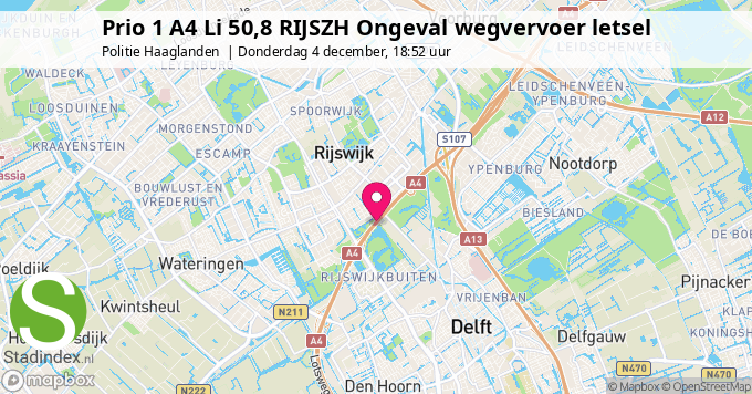 Prio 1 A4 Li 50,8 RIJSZH Ongeval wegvervoer letsel