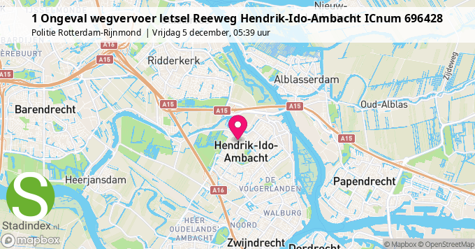 1 Ongeval wegvervoer letsel Reeweg Hendrik-Ido-Ambacht ICnum 696428