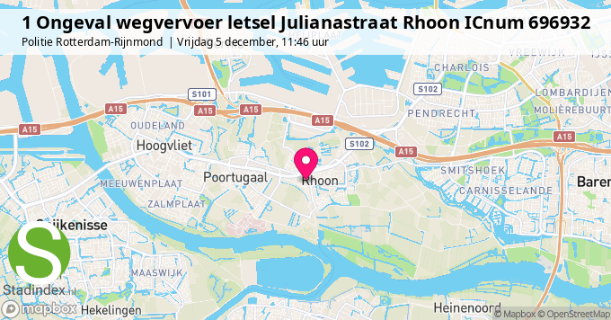 1 Ongeval wegvervoer letsel Julianastraat Rhoon ICnum 696932