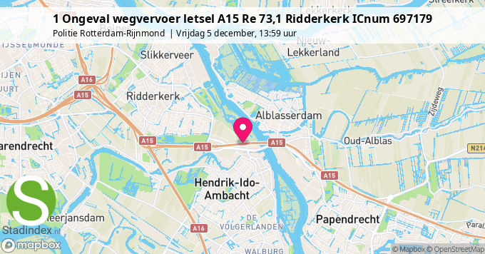 1 Ongeval wegvervoer letsel A15 Re 73,1 Ridderkerk ICnum 697179