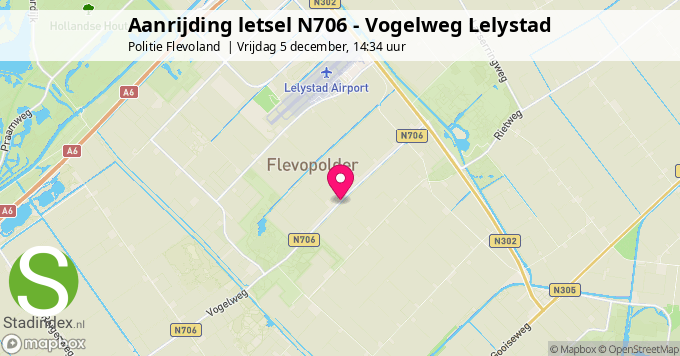 Aanrijding letsel N706 - Vogelweg Lelystad