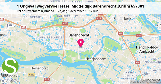 1 Ongeval wegvervoer letsel Middeldijk Barendrecht ICnum 697301