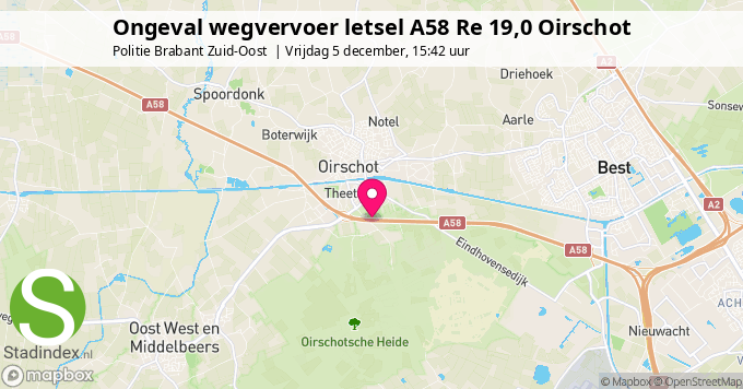 Ongeval wegvervoer letsel A58 Re 19,0 Oirschot