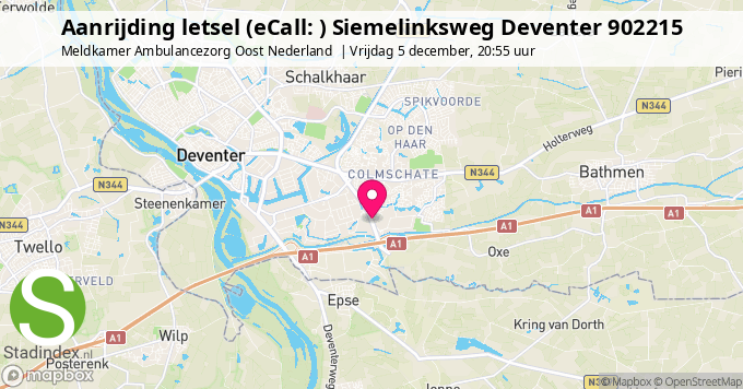 Aanrijding letsel (eCall: ) Siemelinksweg Deventer 902215