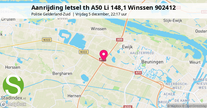 Aanrijding letsel th A50 Li 148,1 Winssen 902412