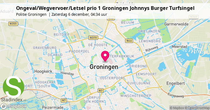 Ongeval/Wegvervoer/Letsel prio 1 Groningen Johnnys Burger Turfsingel