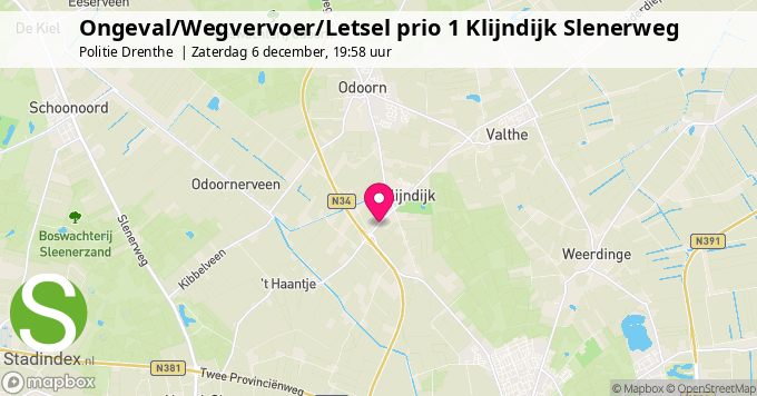Ongeval/Wegvervoer/Letsel prio 1 Klijndijk Slenerweg