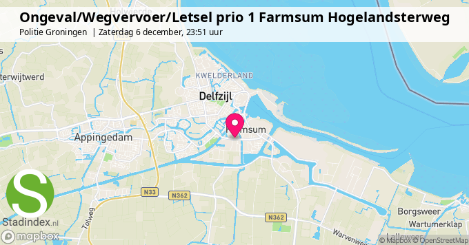 Ongeval/Wegvervoer/Letsel prio 1 Farmsum Hogelandsterweg