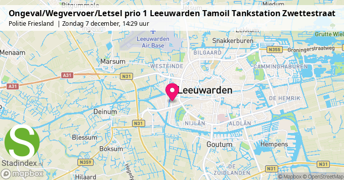Ongeval/Wegvervoer/Letsel prio 1 Leeuwarden Tamoil Tankstation Zwettestraat