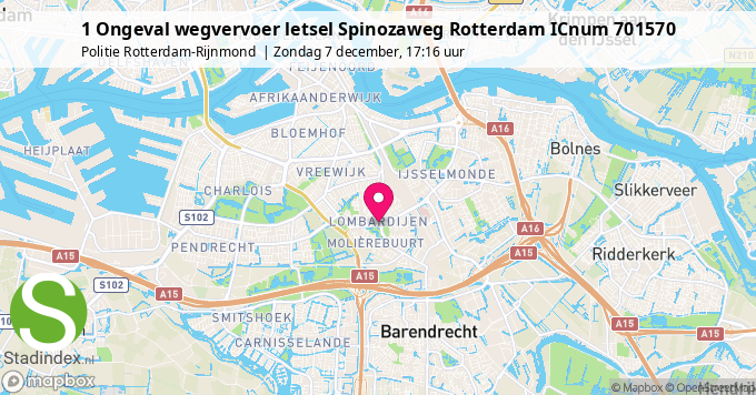 1 Ongeval wegvervoer letsel Spinozaweg Rotterdam ICnum 701570