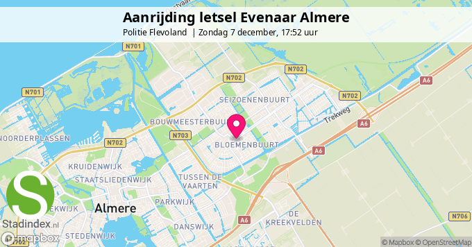 Aanrijding letsel Evenaar Almere