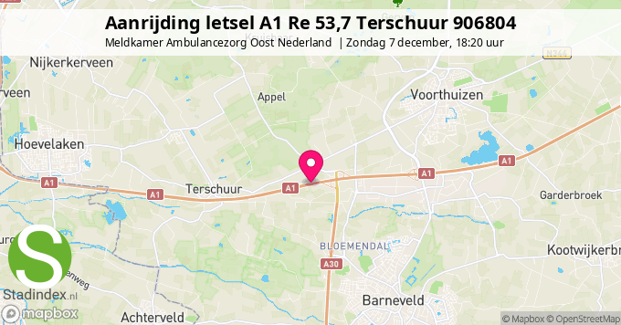 Aanrijding letsel A1 Re 53,7 Terschuur 906804