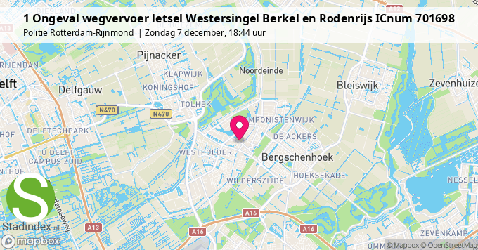 1 Ongeval wegvervoer letsel Westersingel Berkel en Rodenrijs ICnum 701698