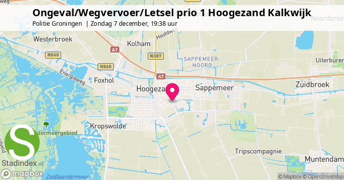Ongeval/Wegvervoer/Letsel prio 1 Hoogezand Kalkwijk